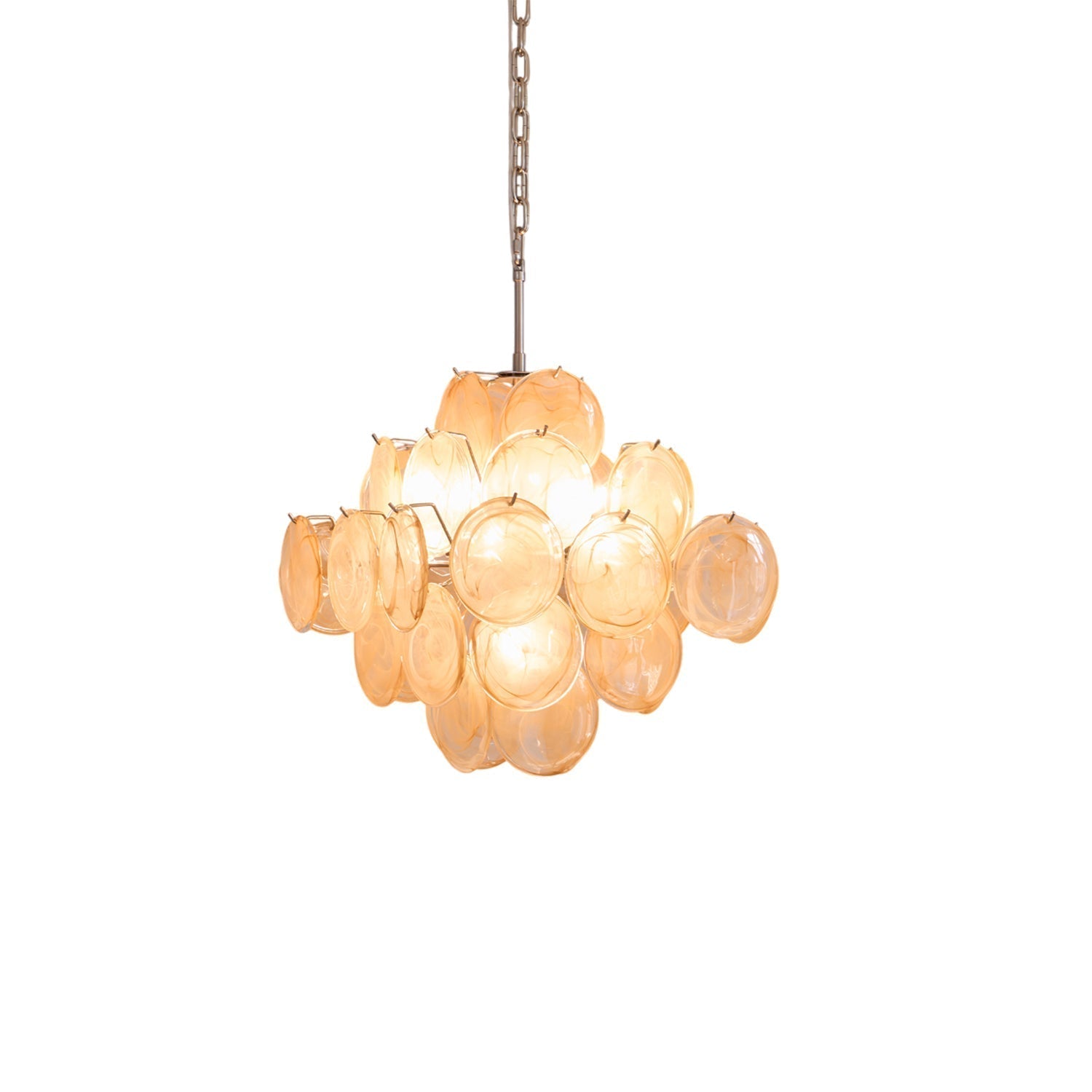 Aurora Chandelier Apricot Murano Glass Disc Layered Artistic - Letslighting