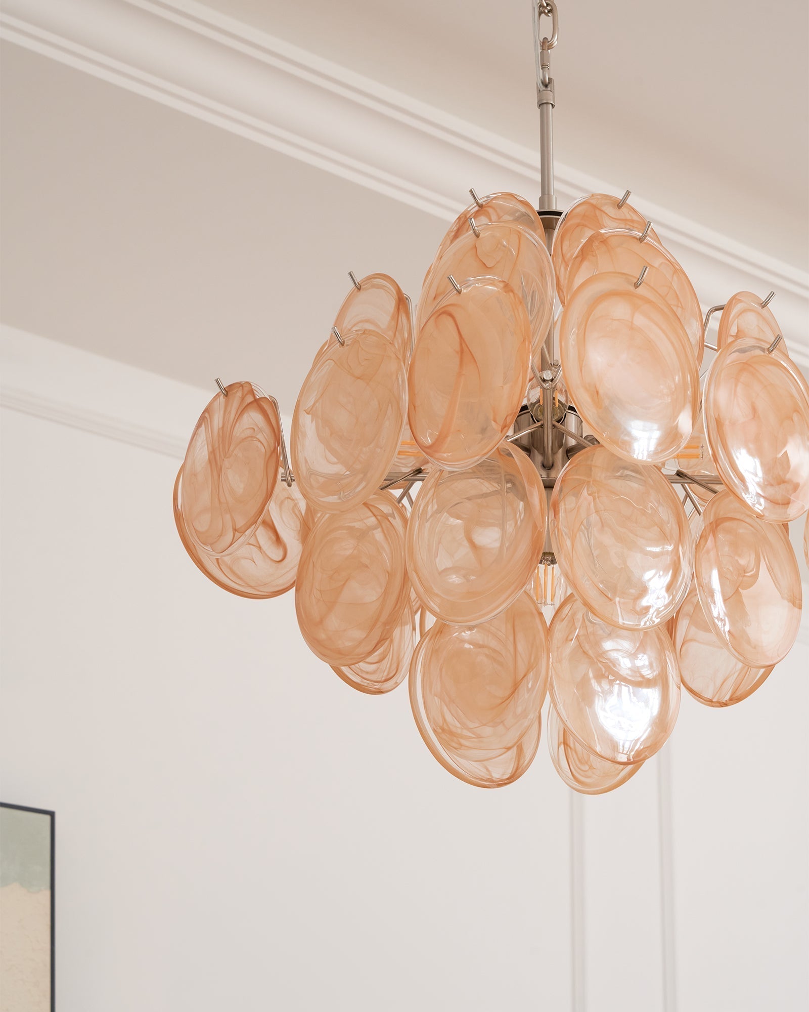Aurora Chandelier Apricot Murano Glass Disc Layered Artistic - Letslighting