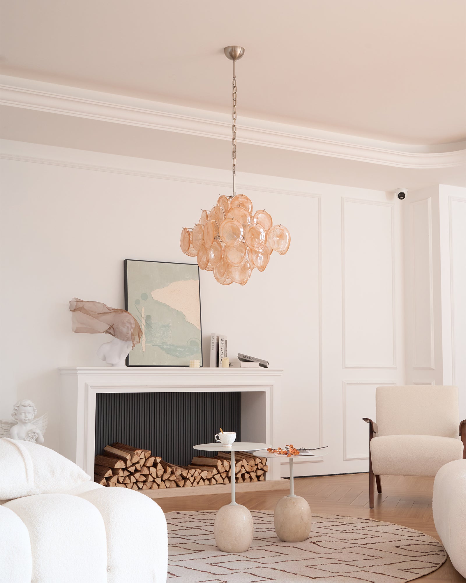 Aurora Chandelier Apricot Murano Glass Disc Layered Artistic - Letslighting