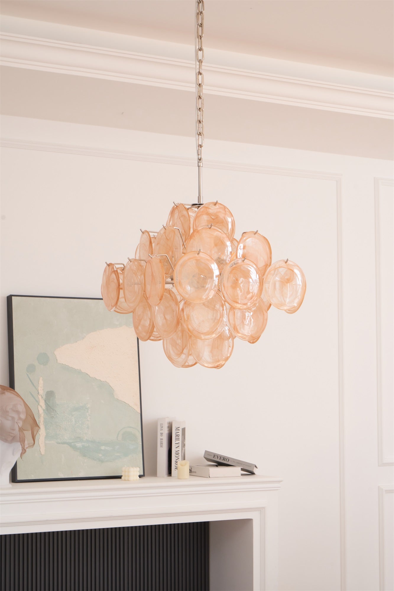 Aurora Chandelier Apricot Murano Glass Disc Layered Artistic - Letslighting