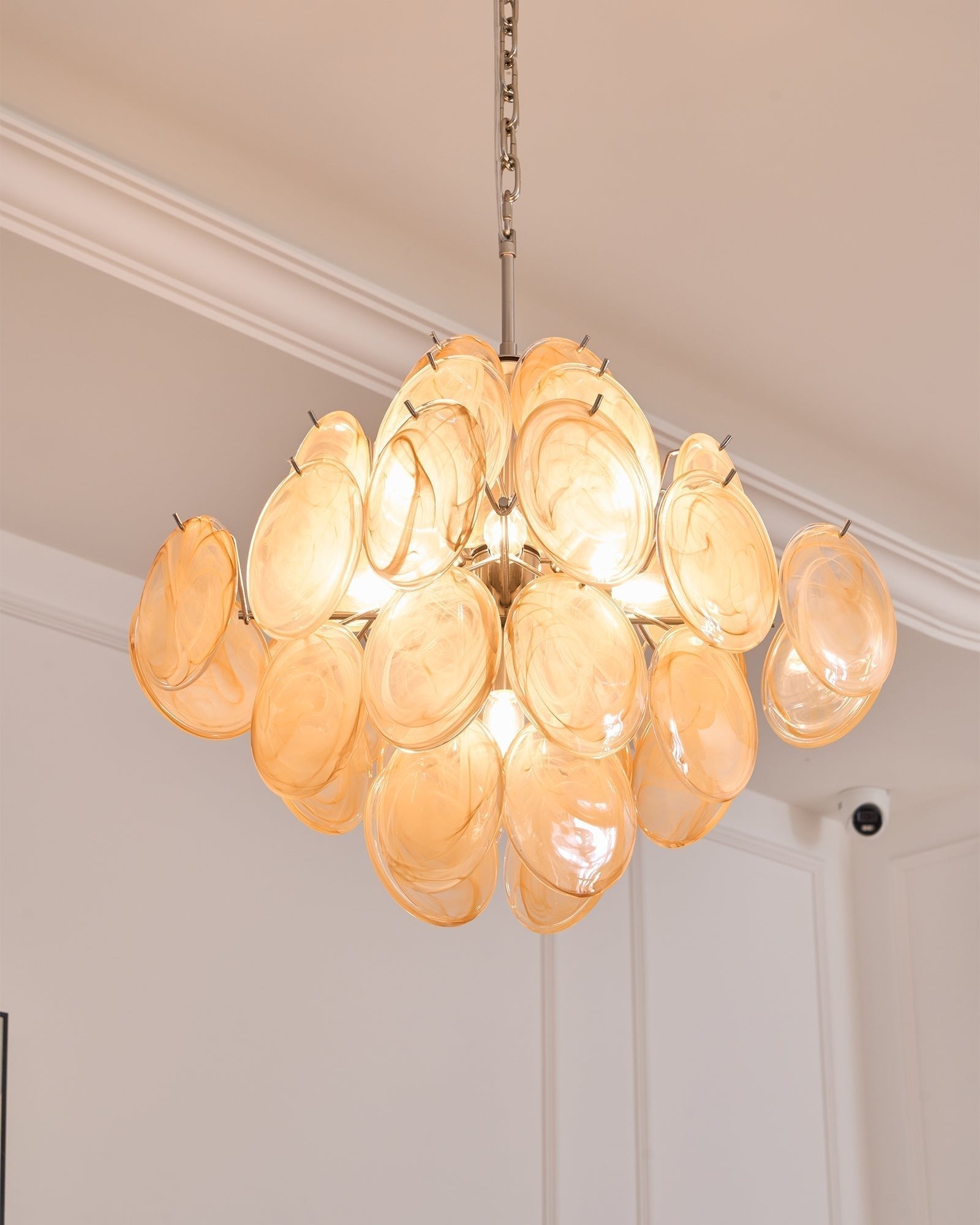 Aurora Chandelier Apricot Murano Glass Disc Layered Artistic - Letslighting