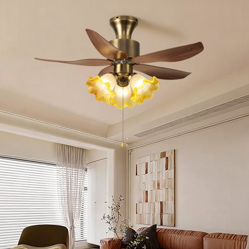 Plafonnier ventilateur Florence Fleur, Modèle A, montage au plafond