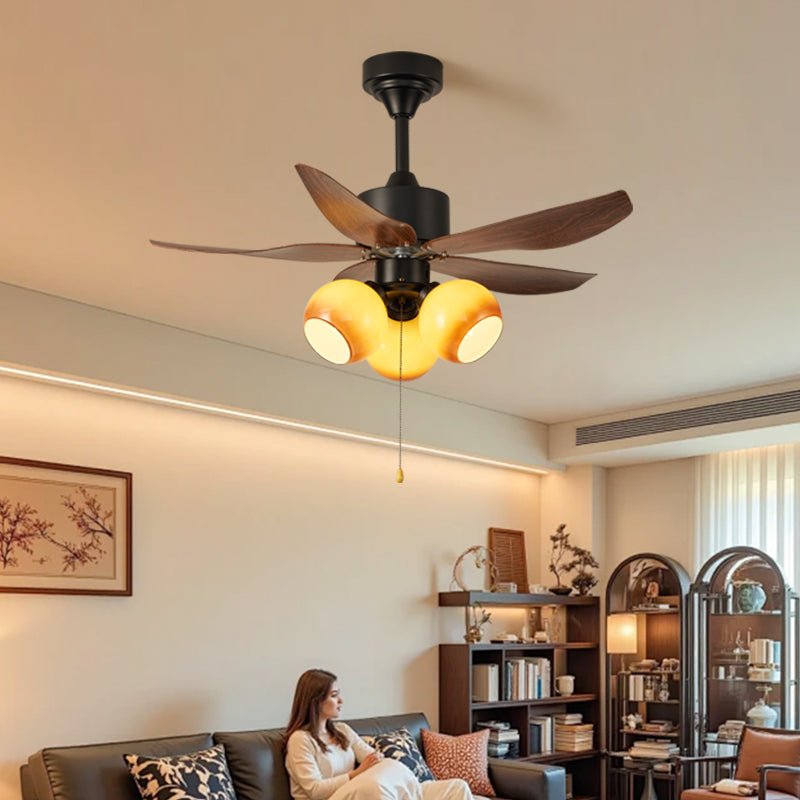 Plafonnier ventilateur Florence Fleur, Modèle A, montage suspendu