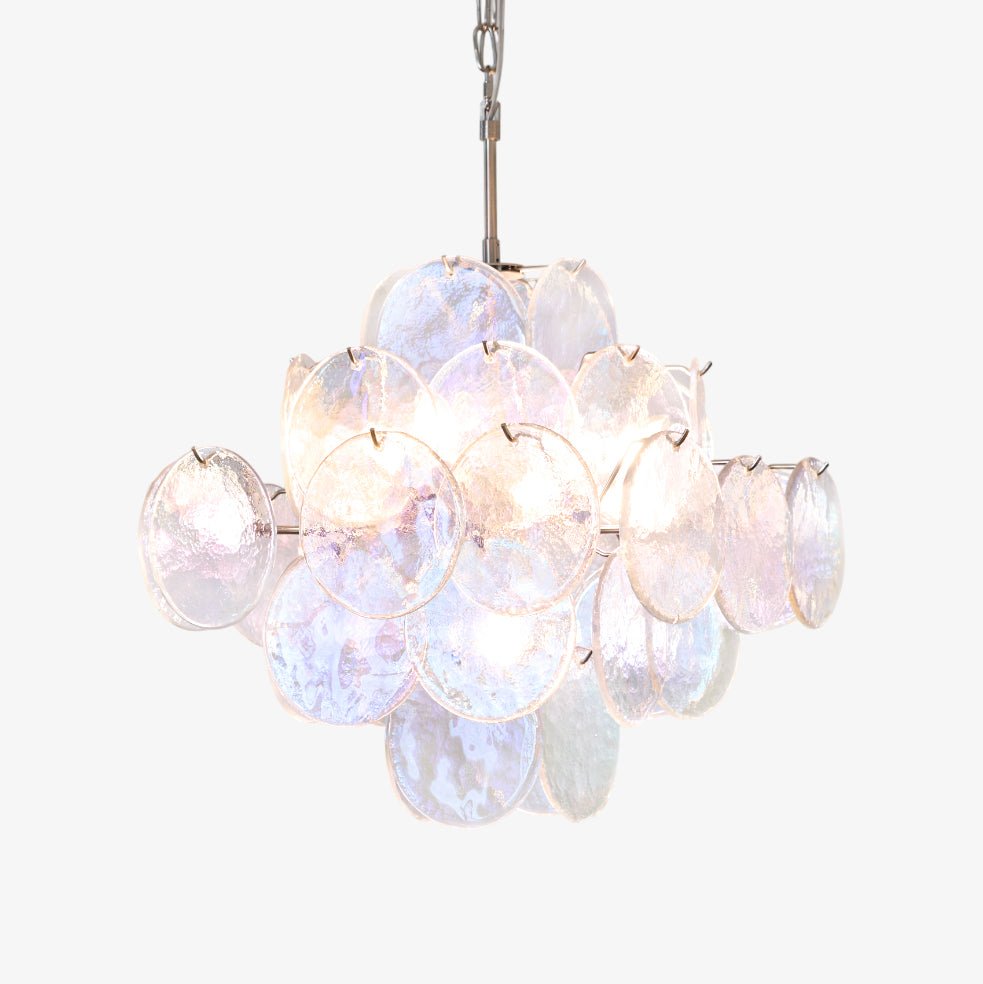Aurora Chandelier Iridescent Murano Disc Layered - Letslighting