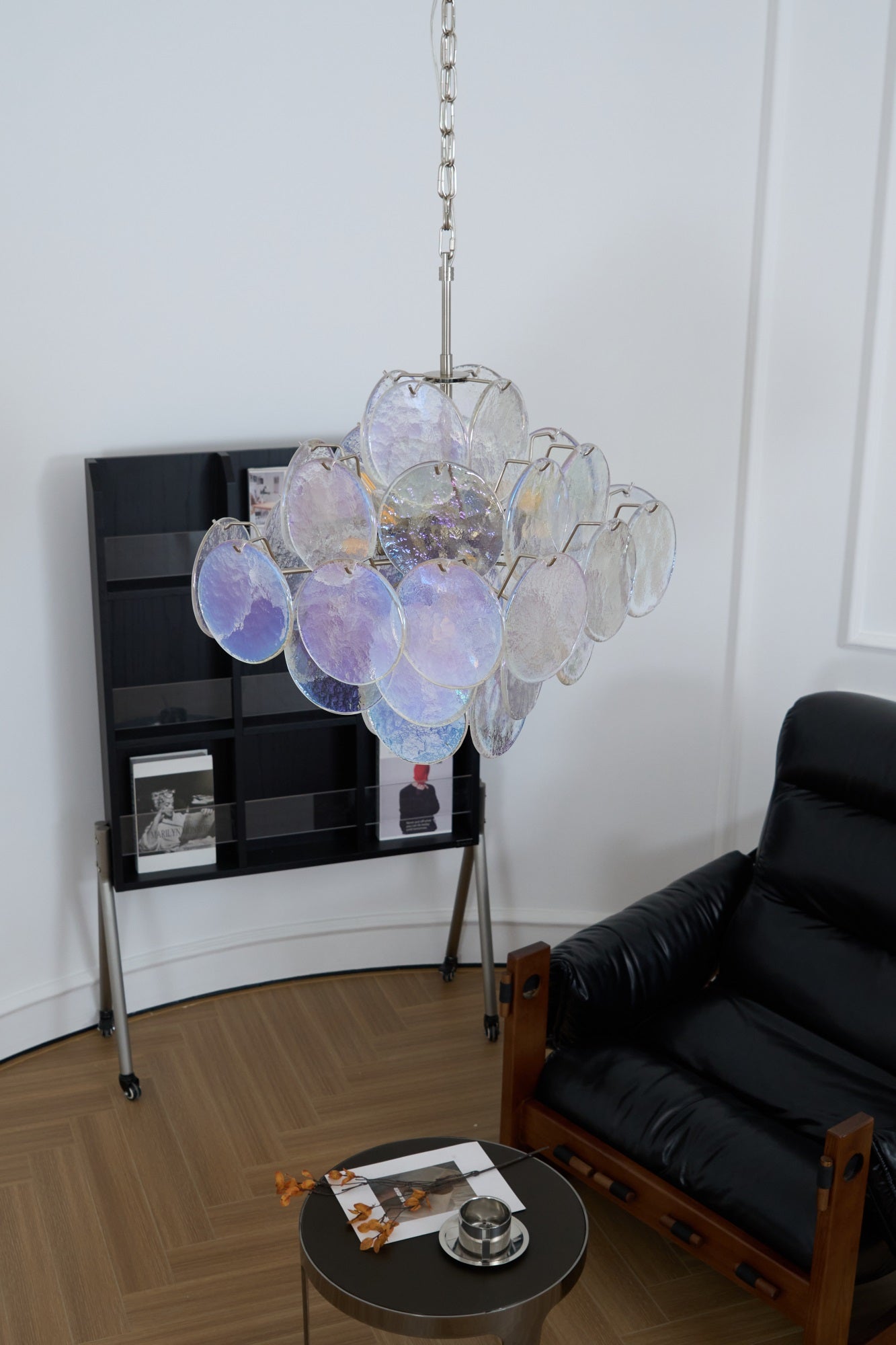 Aurora Chandelier Iridescent Murano Disc Layered - Letslighting