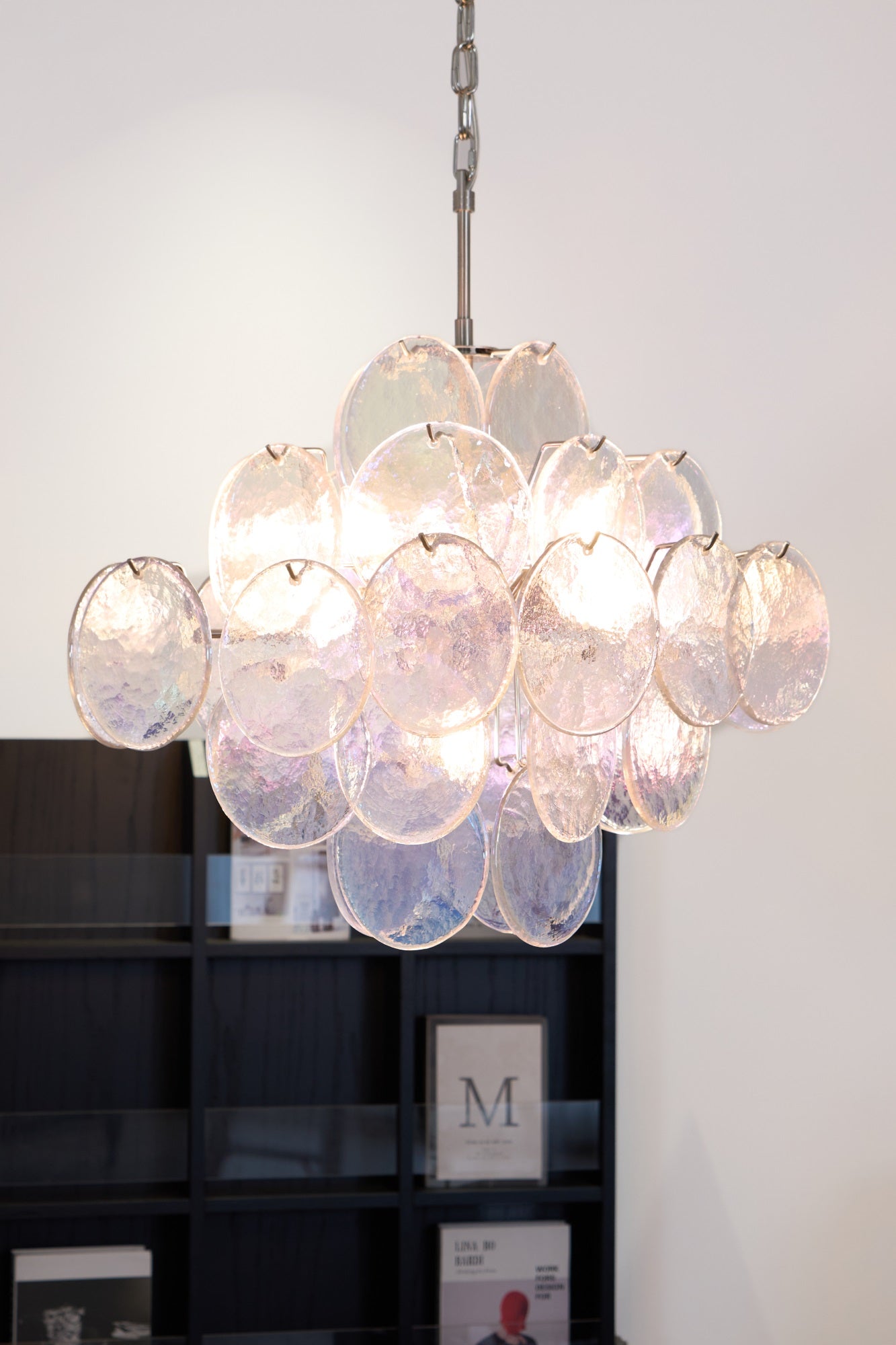 Aurora Chandelier Iridescent Murano Disc Layered - Letslighting