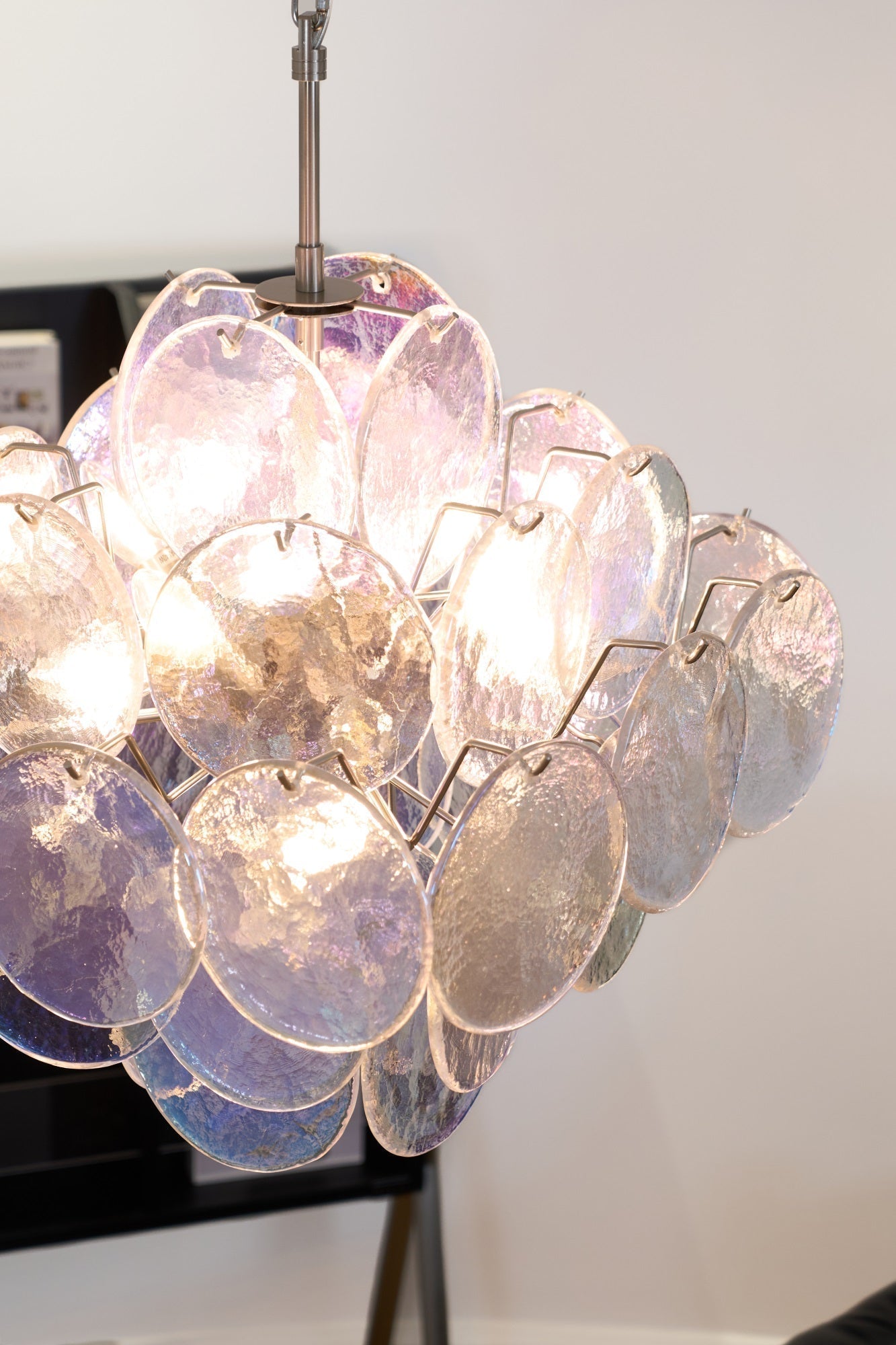 Aurora Chandelier Iridescent Murano Disc Layered - Letslighting
