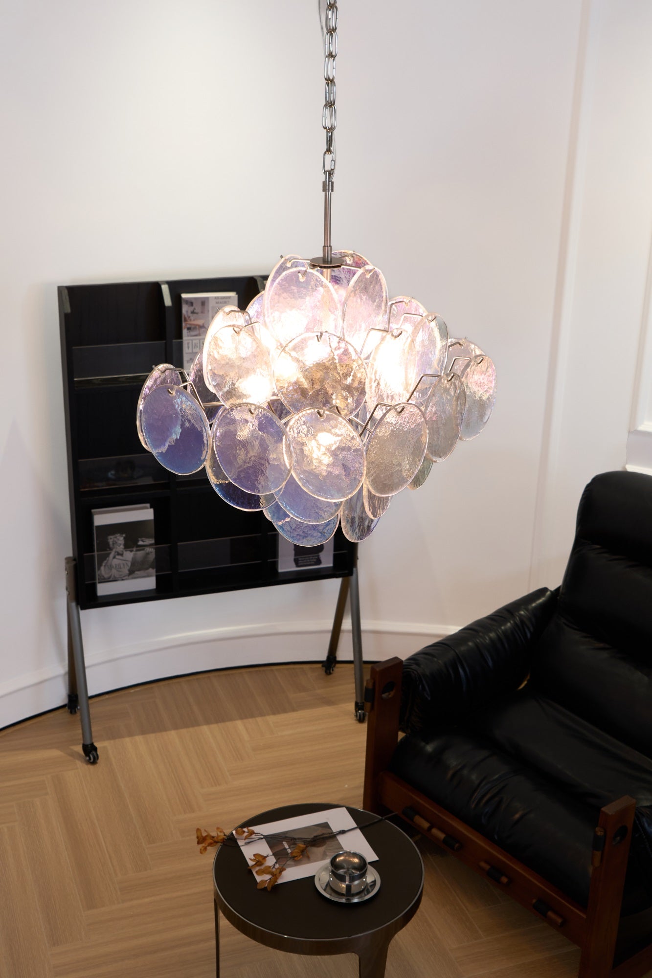 Aurora Chandelier Iridescent Murano Disc Layered - Letslighting
