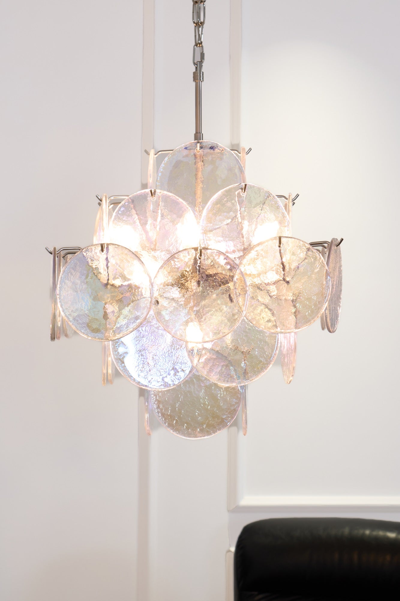 Aurora Chandelier Iridescent Murano Disc Layered - Letslighting