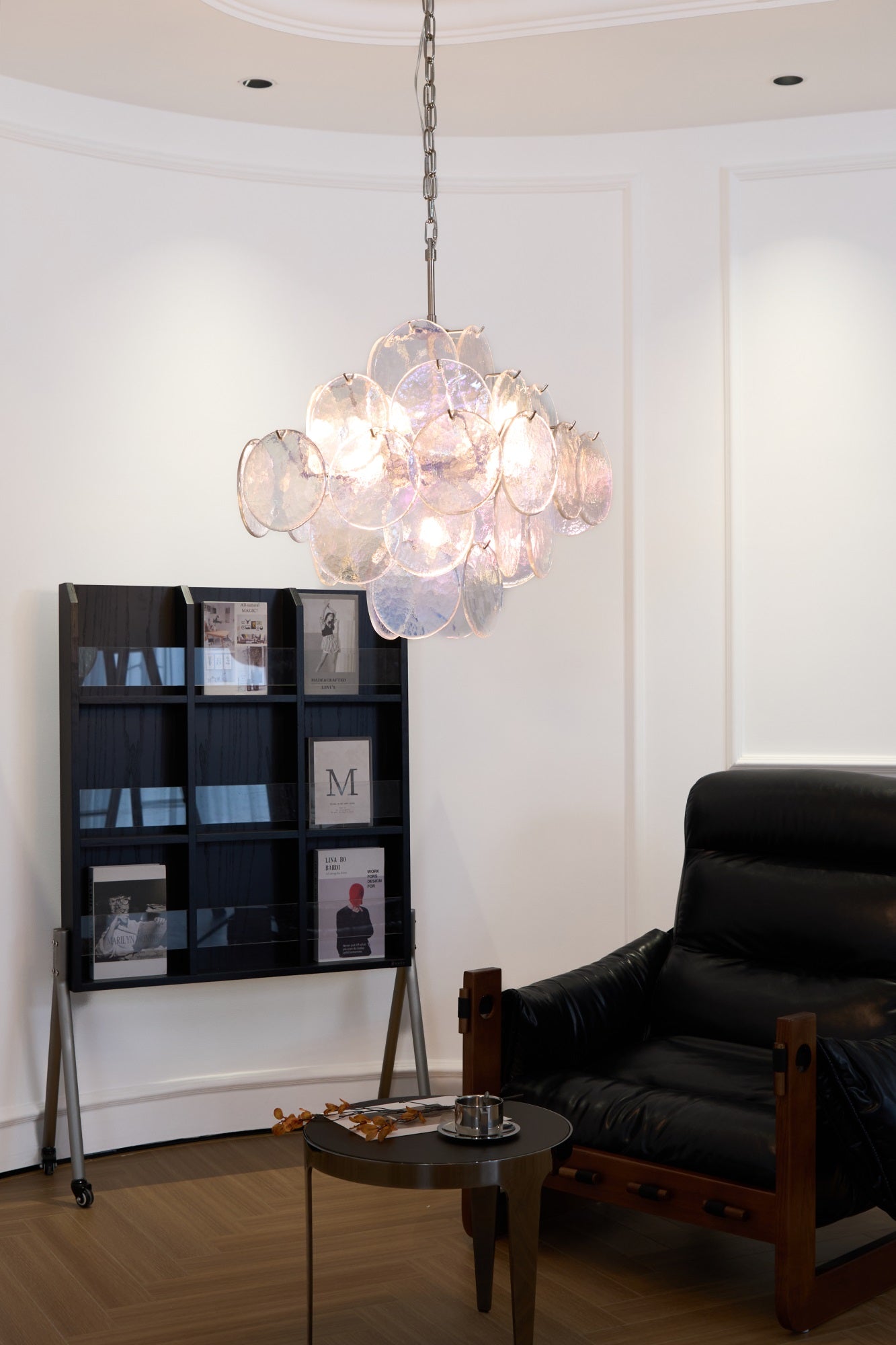 Aurora Chandelier Iridescent Murano Disc Layered - Letslighting
