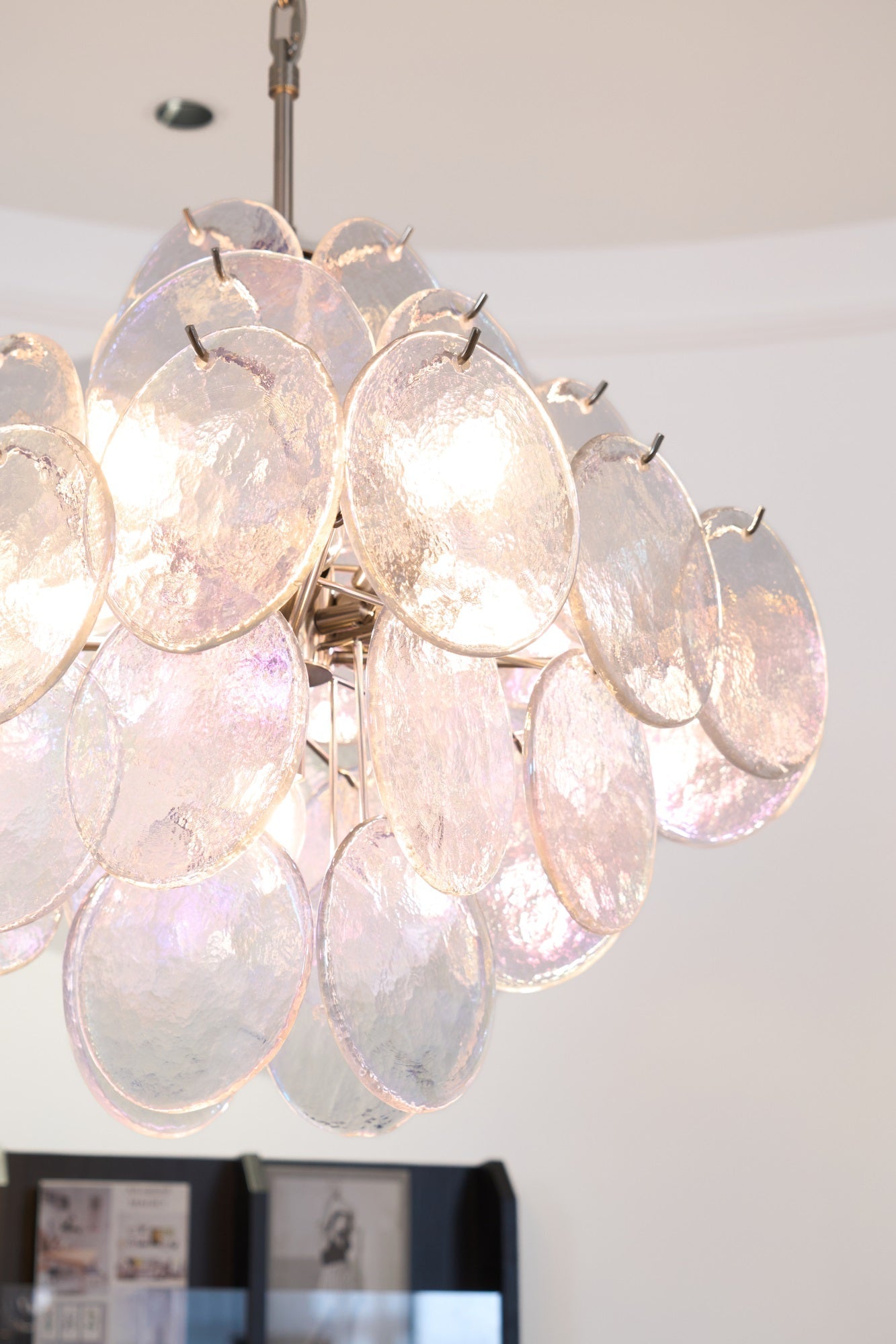 Aurora Chandelier Iridescent Murano Disc Layered - Letslighting