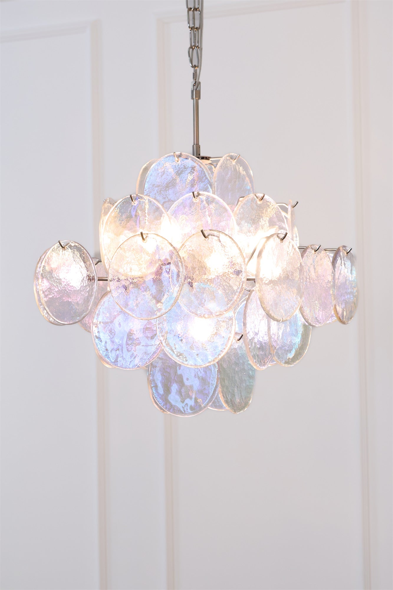 Aurora Chandelier Iridescent Murano Disc Layered - Letslighting