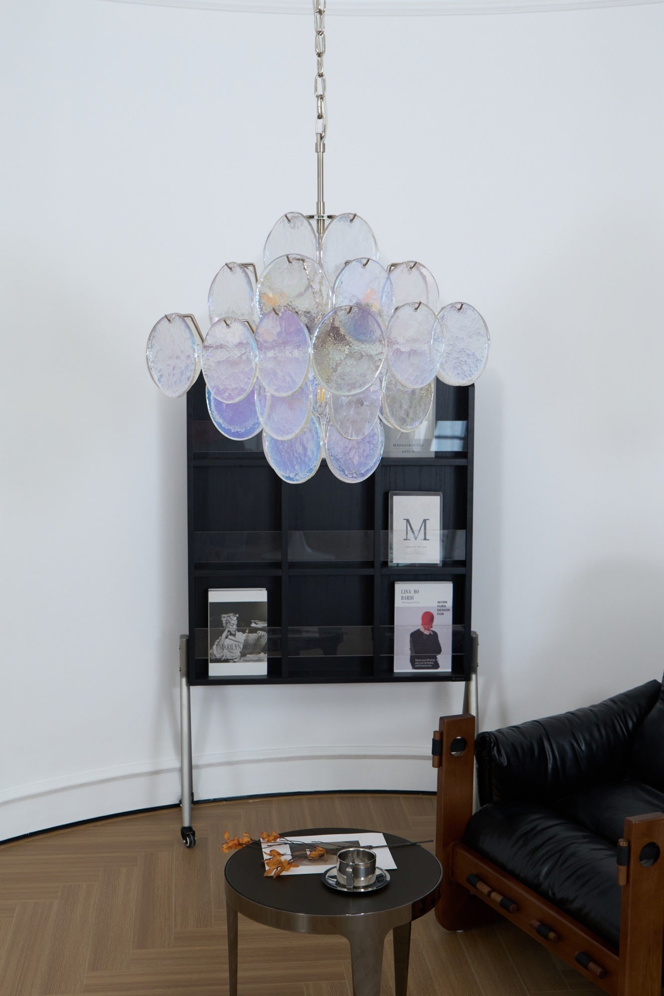 Aurora Chandelier Iridescent Murano Disc Layered - Letslighting