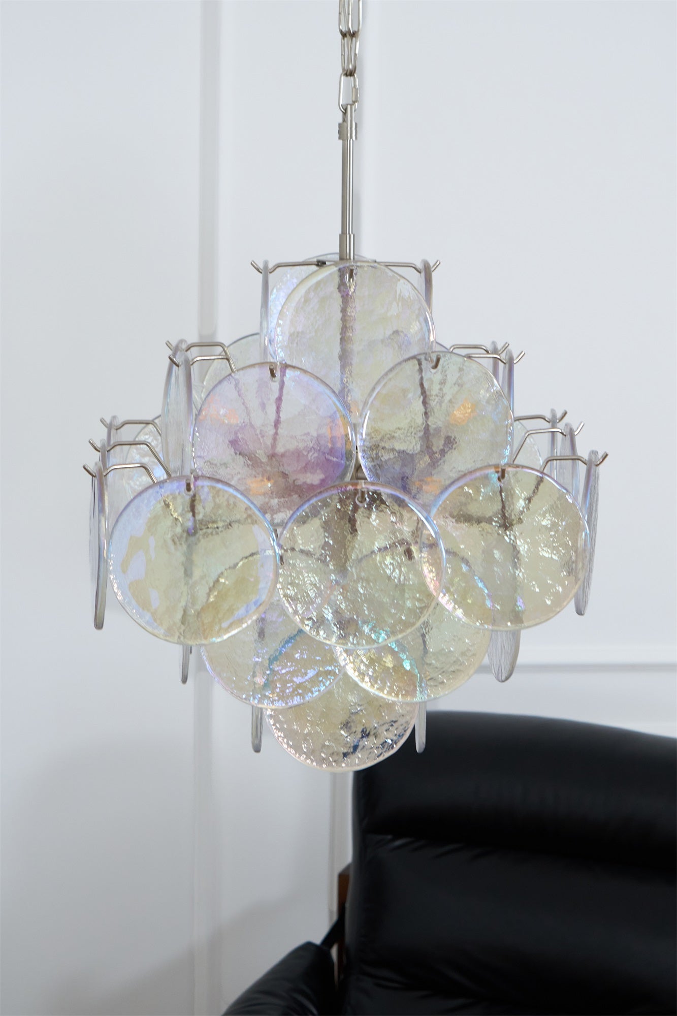 Aurora Chandelier Iridescent Murano Disc Layered - Letslighting