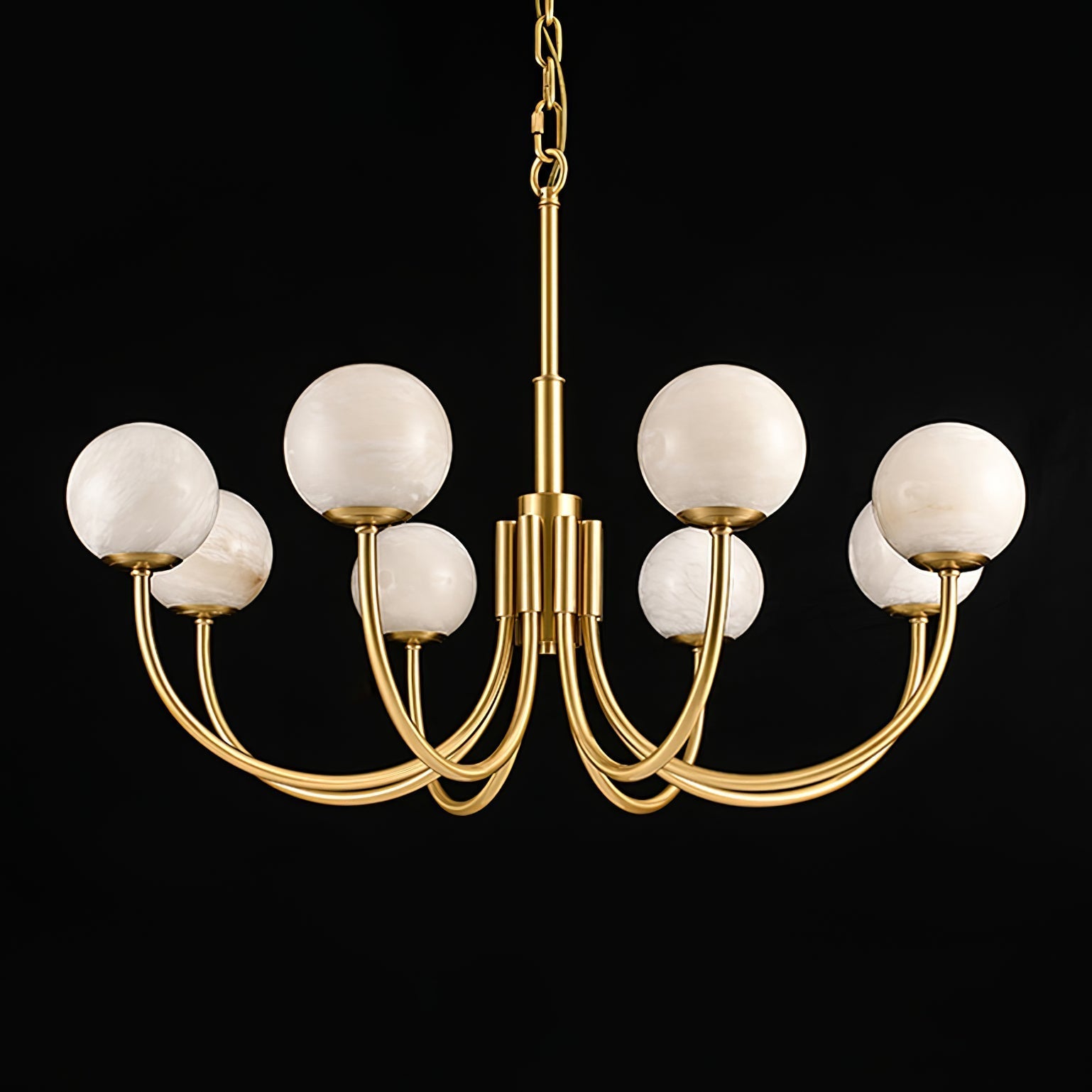 Mjolkuvys Modern Minimalist Globe Brass Alabaster Chandelier - Lamp Copper