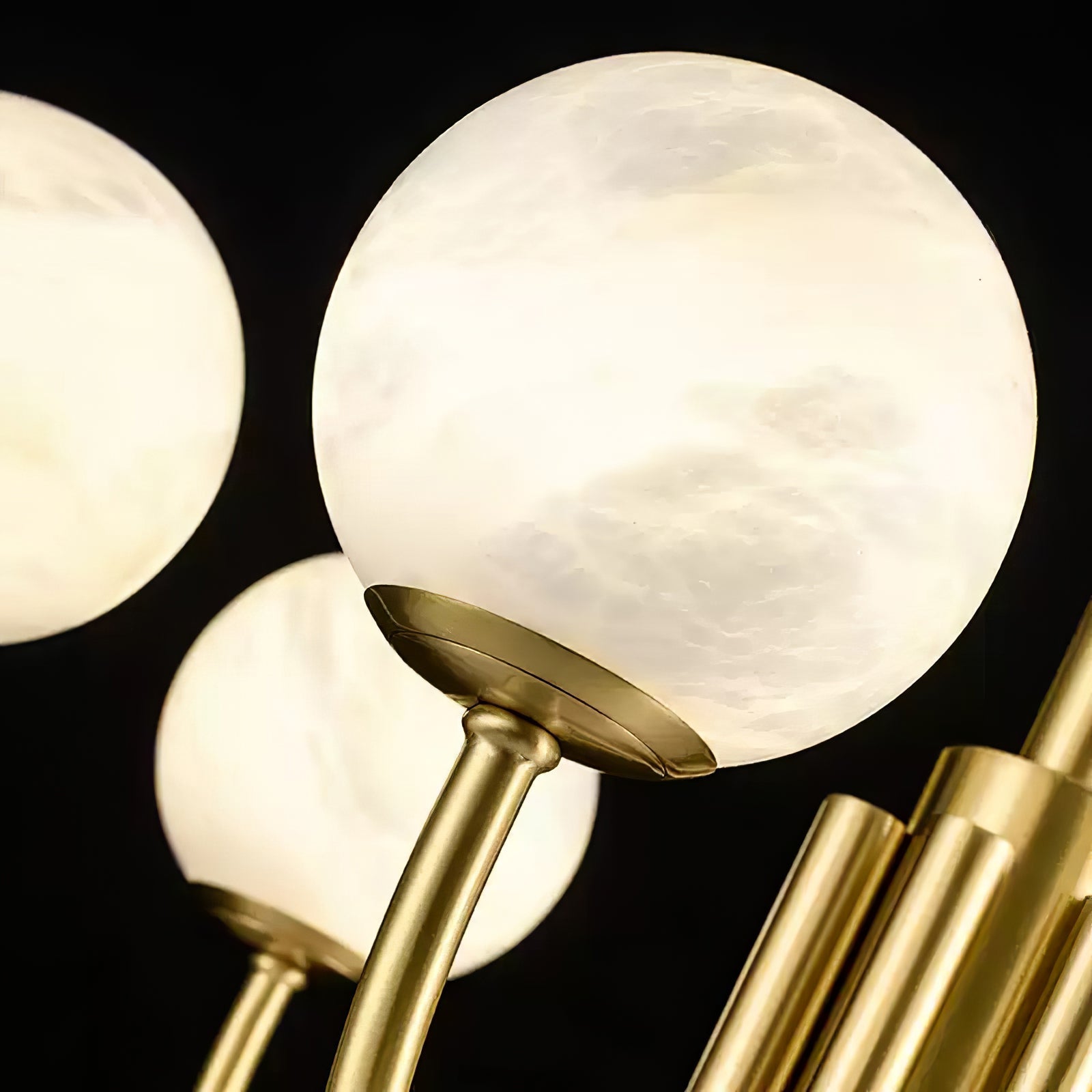 Mjolkuvys Modern Minimalist Globe Brass Alabaster Chandelier - Lamp Copper