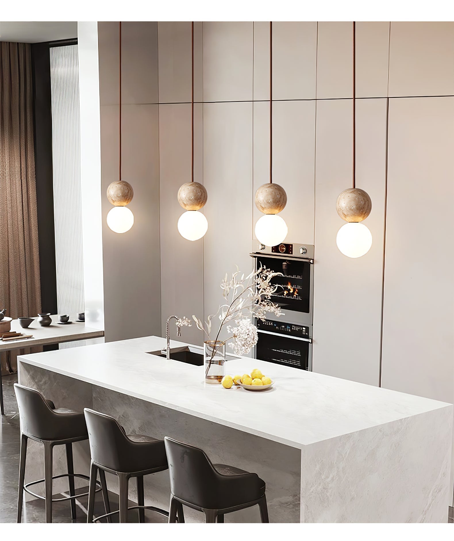 Luna Travertin Pendentif Lumière - Neutralighting