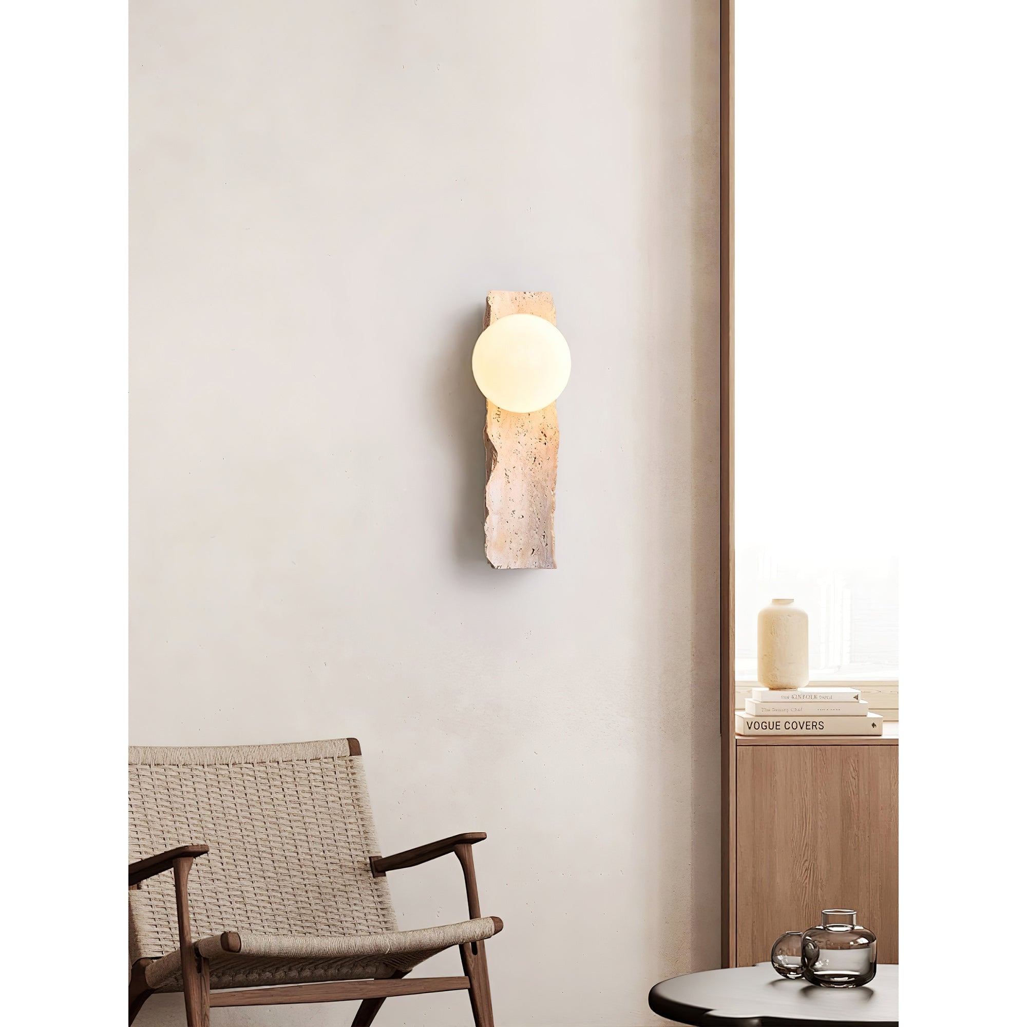 Aureum Modern Minimalist Glass Travertine Wall Lamp - Lamp Copper
