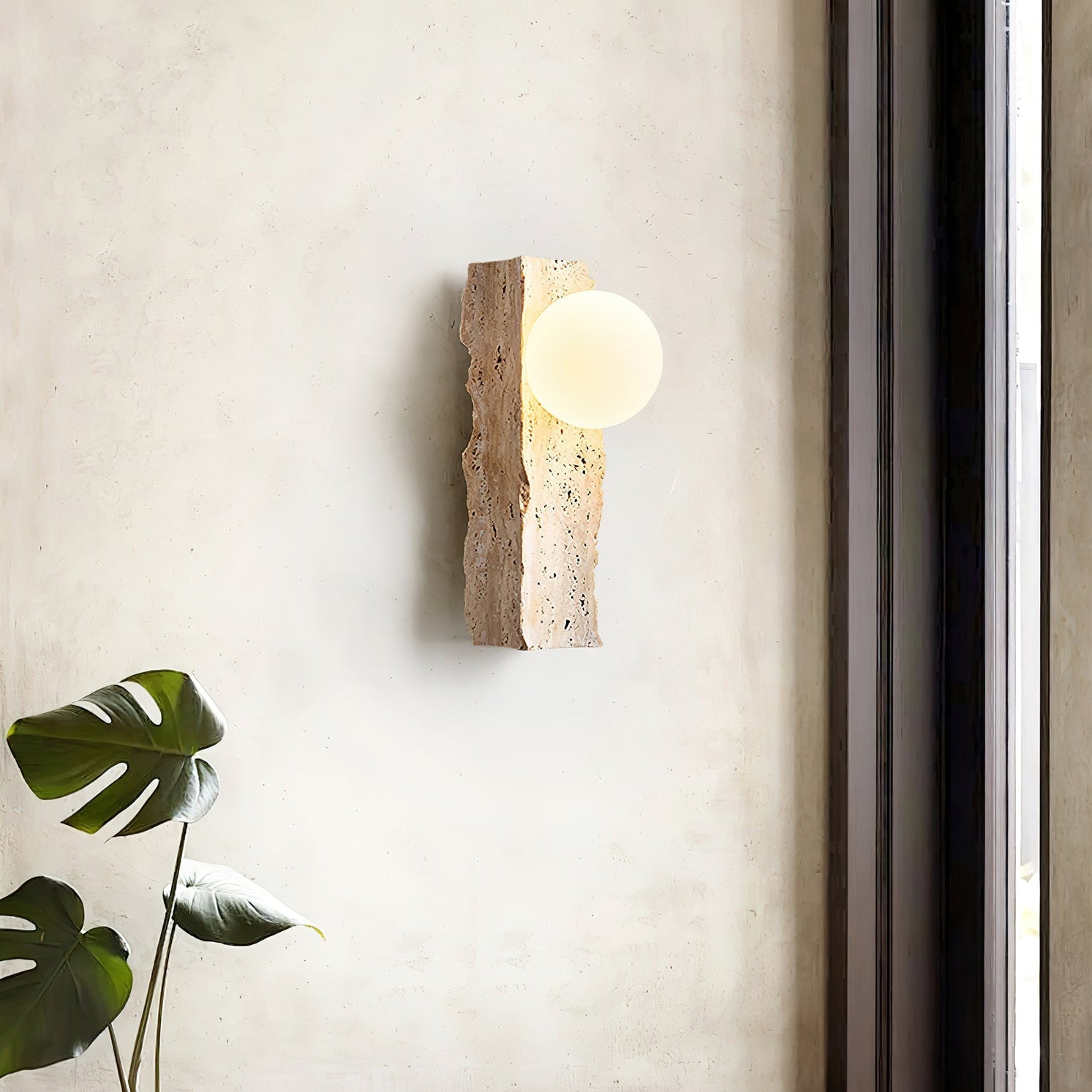 Aureum Modern Minimalist Glass Travertine Wall Lamp - Lamp Copper