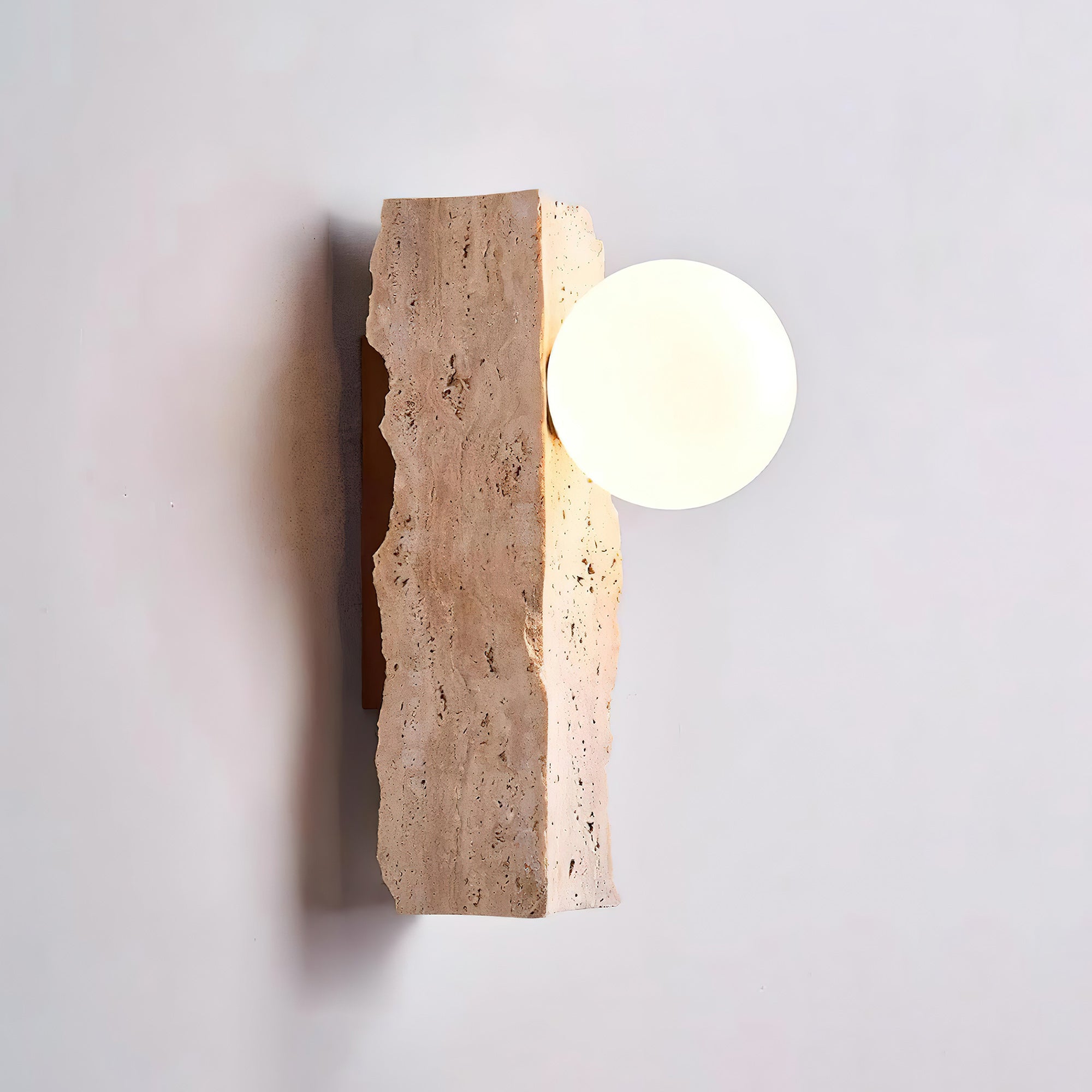 Aureum Modern Minimalist Glass Travertine Wall Lamp - Lamp Copper