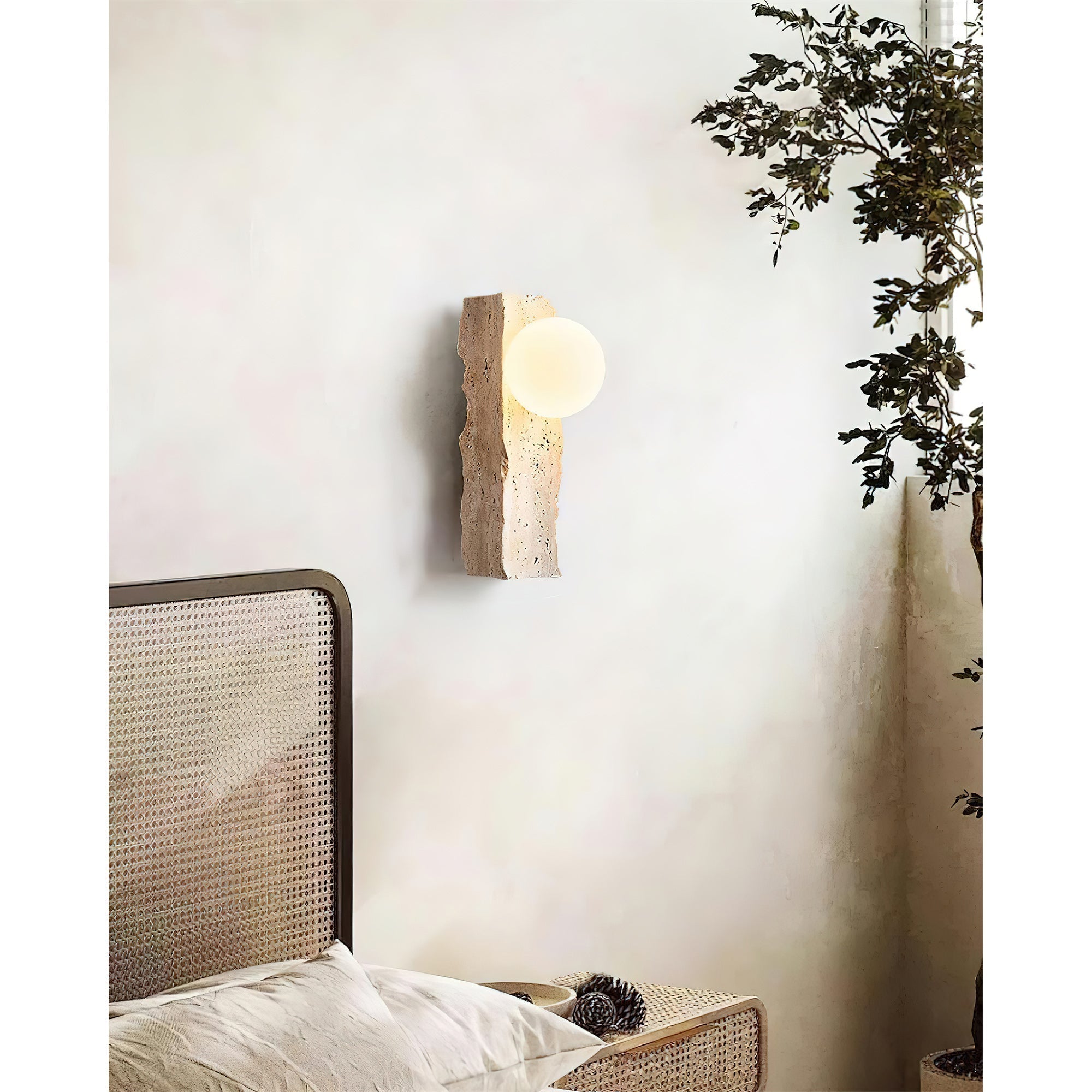 Aureum Modern Minimalist Glass Travertine Wall Lamp - Lamp Copper