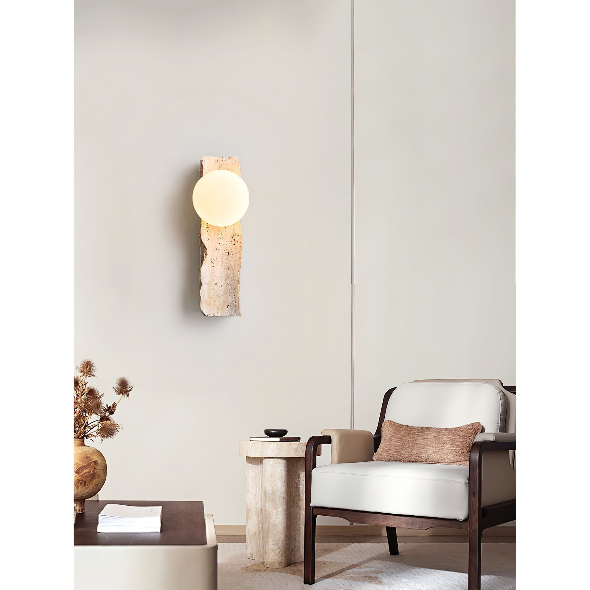 Aureum Modern Minimalist Glass Travertine Wall Lamp - Lamp Copper