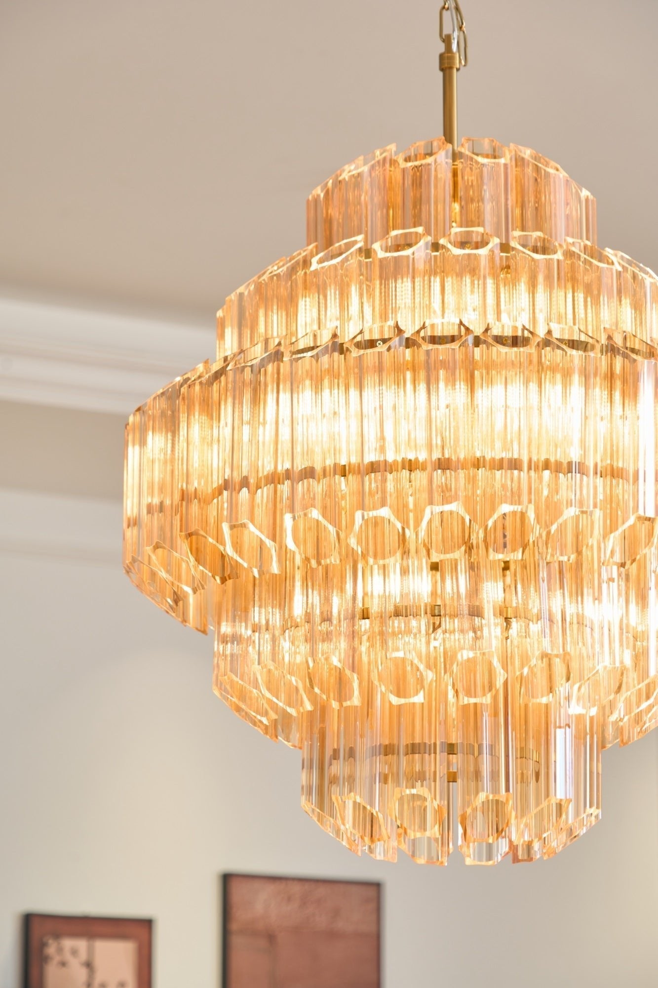 Aurora Chandelier Aurum Cascade Murano Glass Prism Art - Blowlighting
