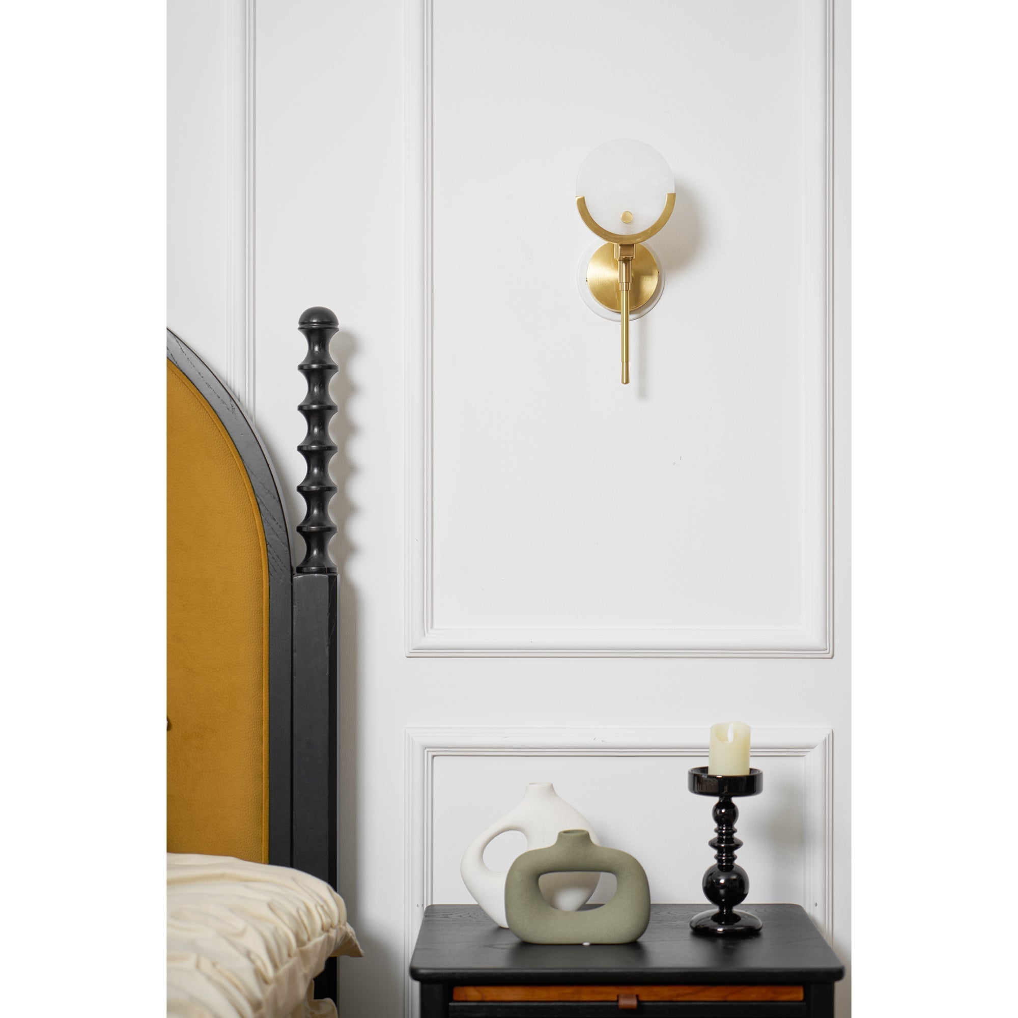 Ljomuvyo Modern Minimalist Brass Alabaster Sconce Wall Lamp - Lamp Copper
