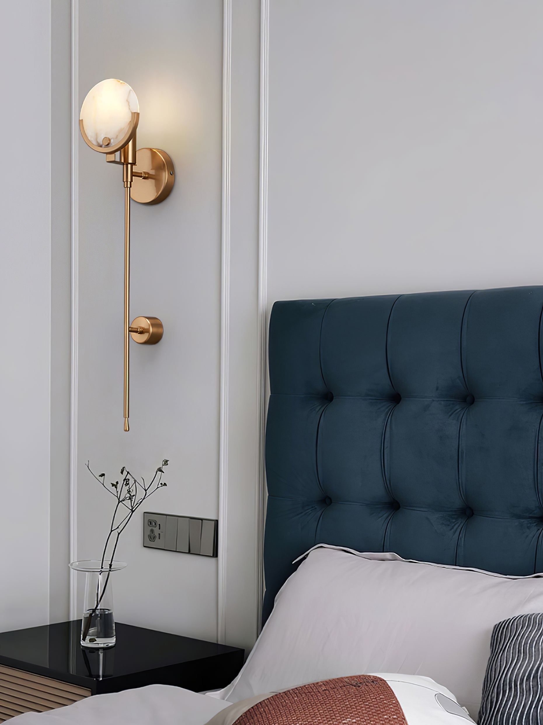 Ljomuvyo Modern Minimalist Brass Alabaster Sconce Wall Lamp - Lamp Copper