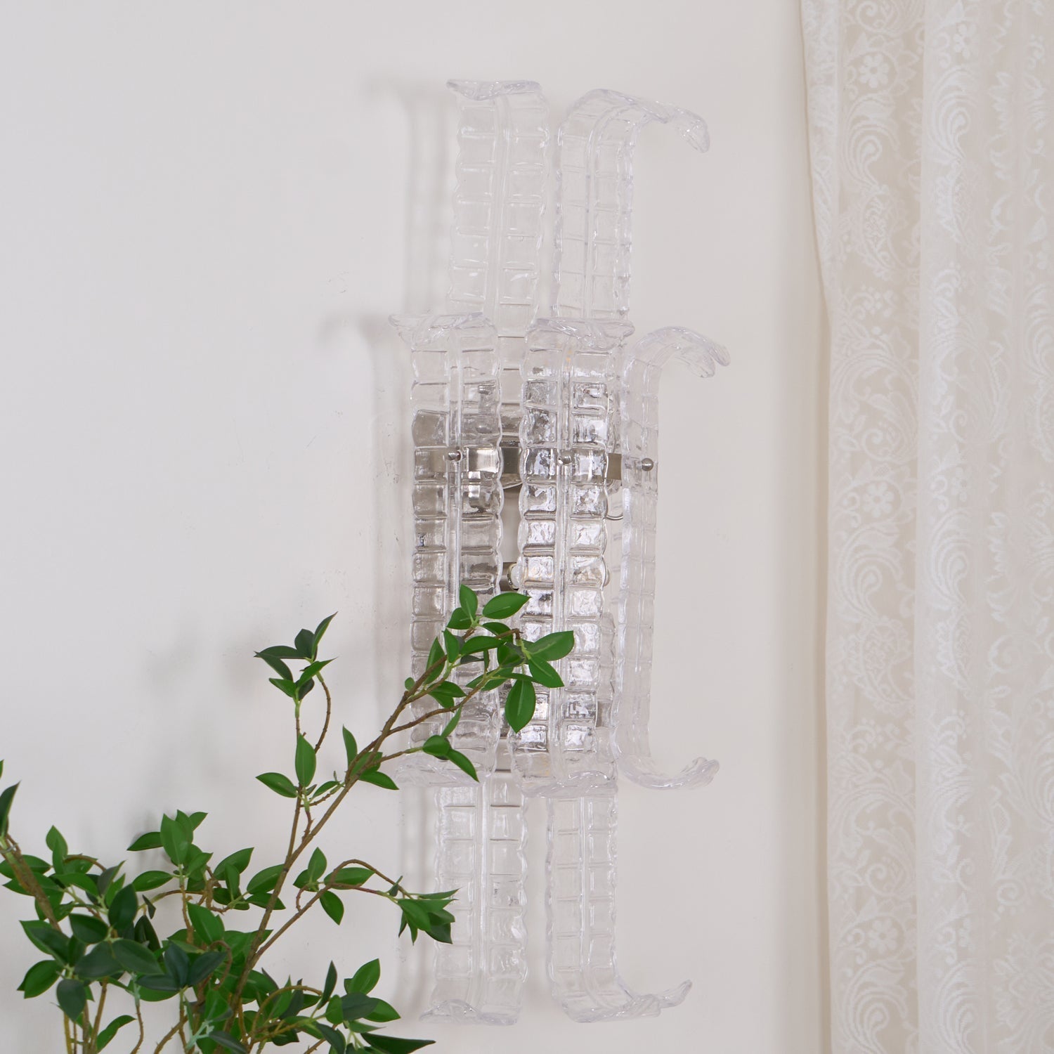Aurora Wall Sconce Clear Murano Glass Panel Geometric - Letslighting