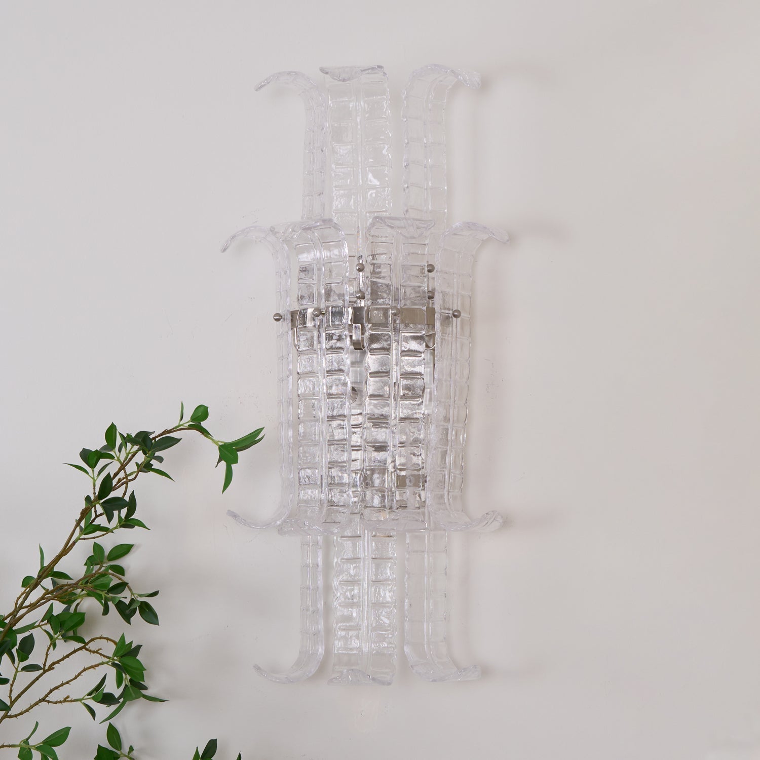 Aurora Wall Sconce Clear Murano Glass Panel Geometric - Letslighting