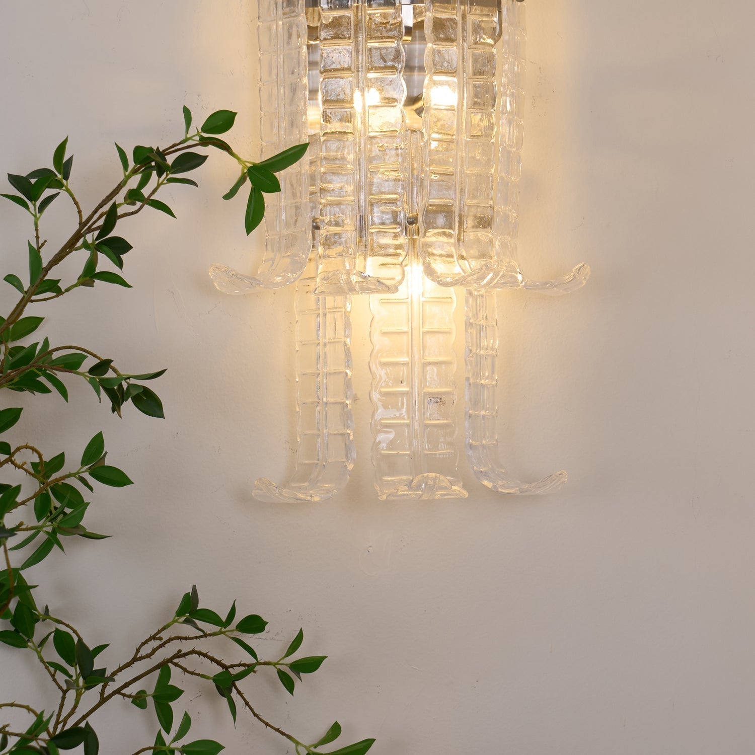 Aurora Wall Sconce Clear Murano Glass Panel Geometric - Letslighting