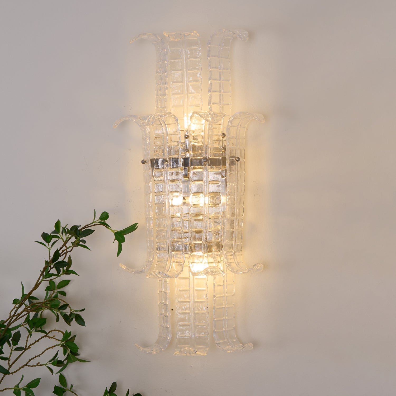 Aurora Wall Sconce Clear Murano Glass Panel Geometric - Letslighting