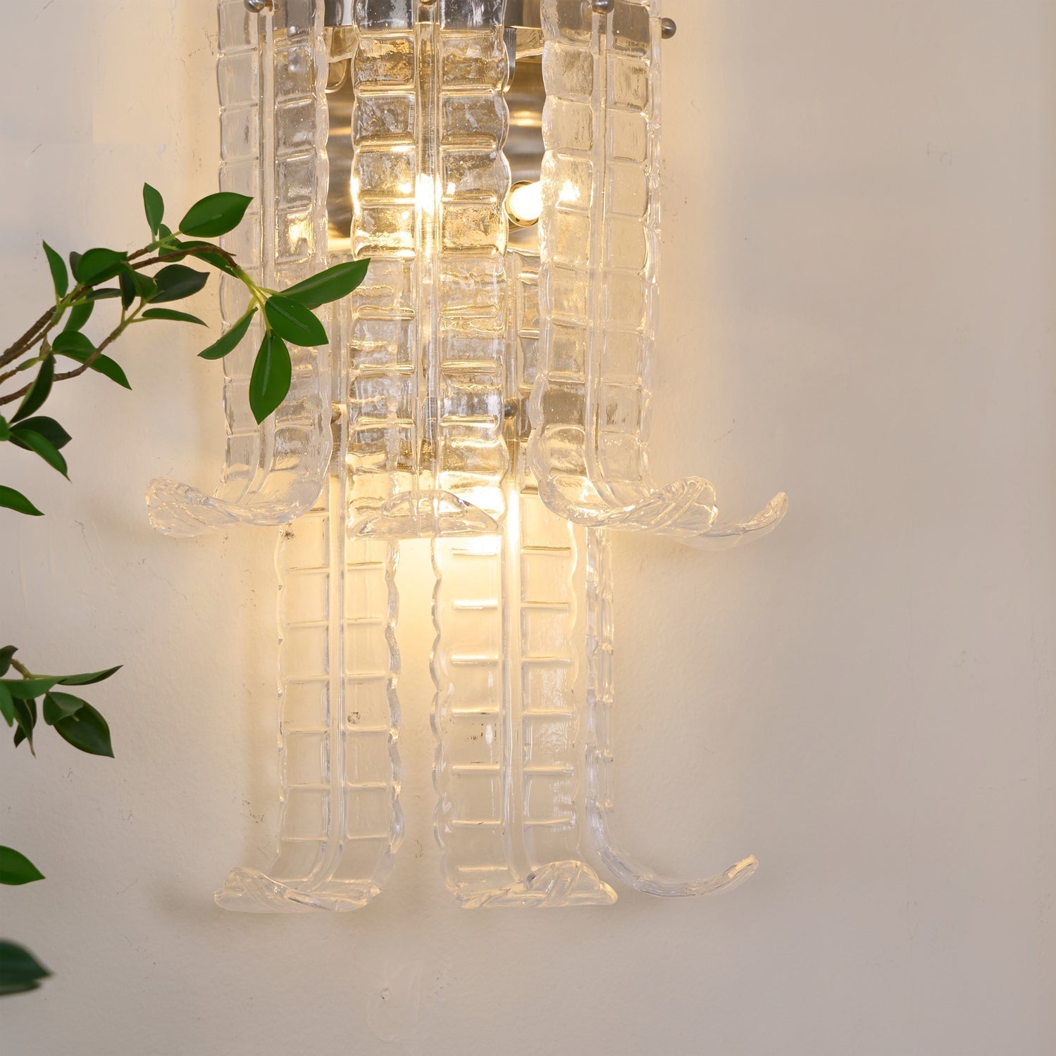 Aurora Wall Sconce Clear Murano Glass Panel Geometric - Letslighting