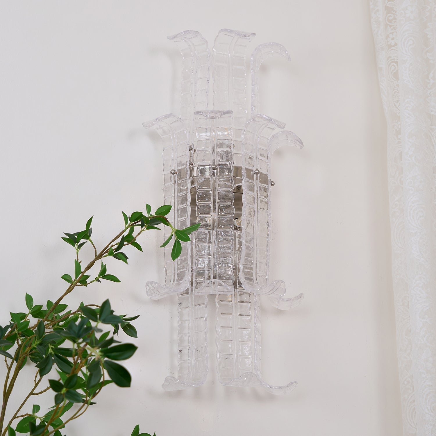 Aurora Wall Sconce Clear Murano Glass Panel Geometric - Letslighting