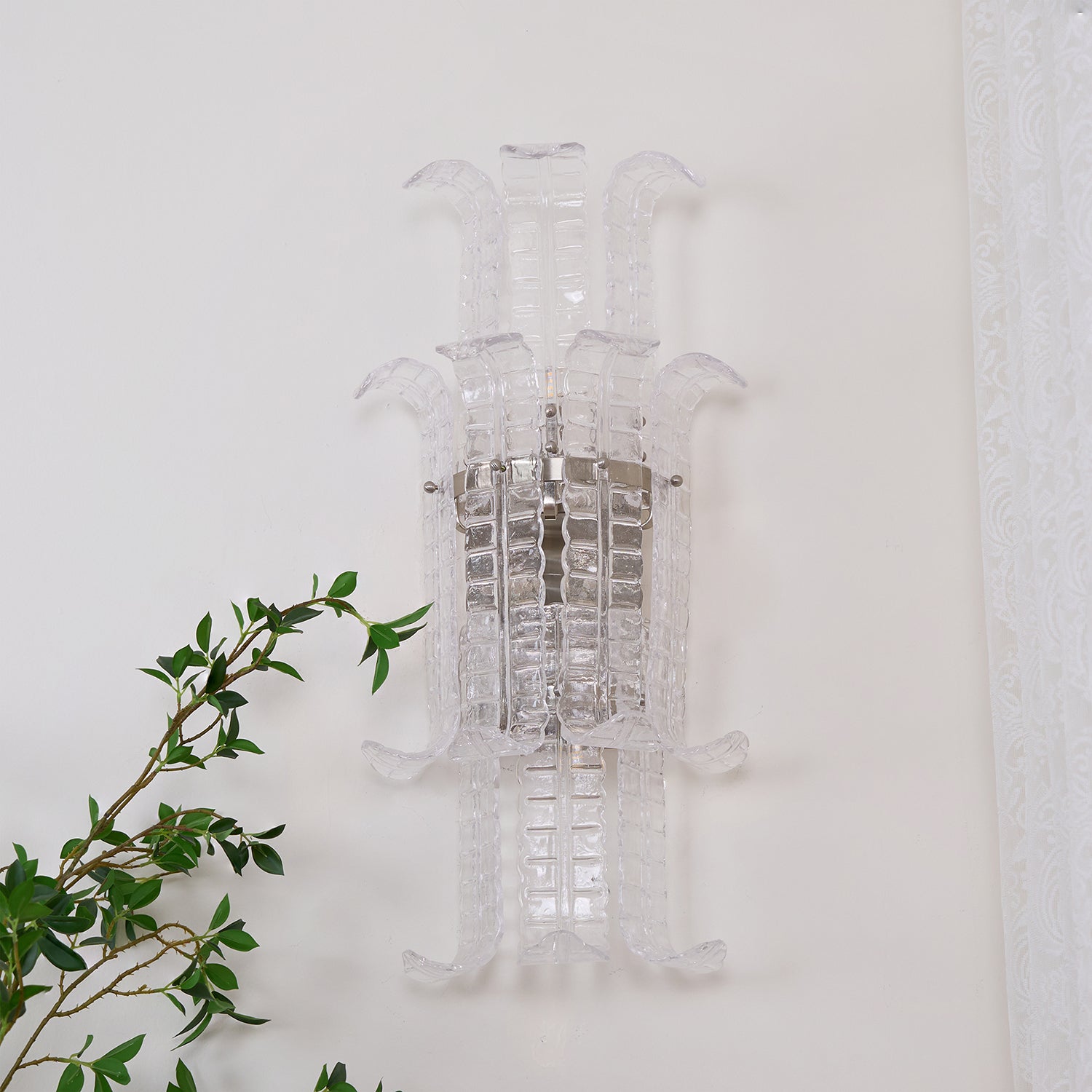 Aurora Wall Sconce Clear Murano Glass Panel Geometric - Letslighting