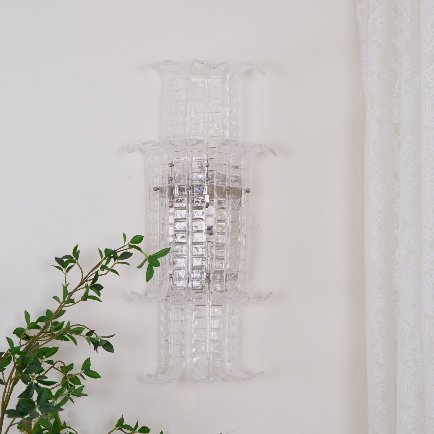 Aurora Wall Sconce Clear Murano Glass Panel Geometric - Letslighting
