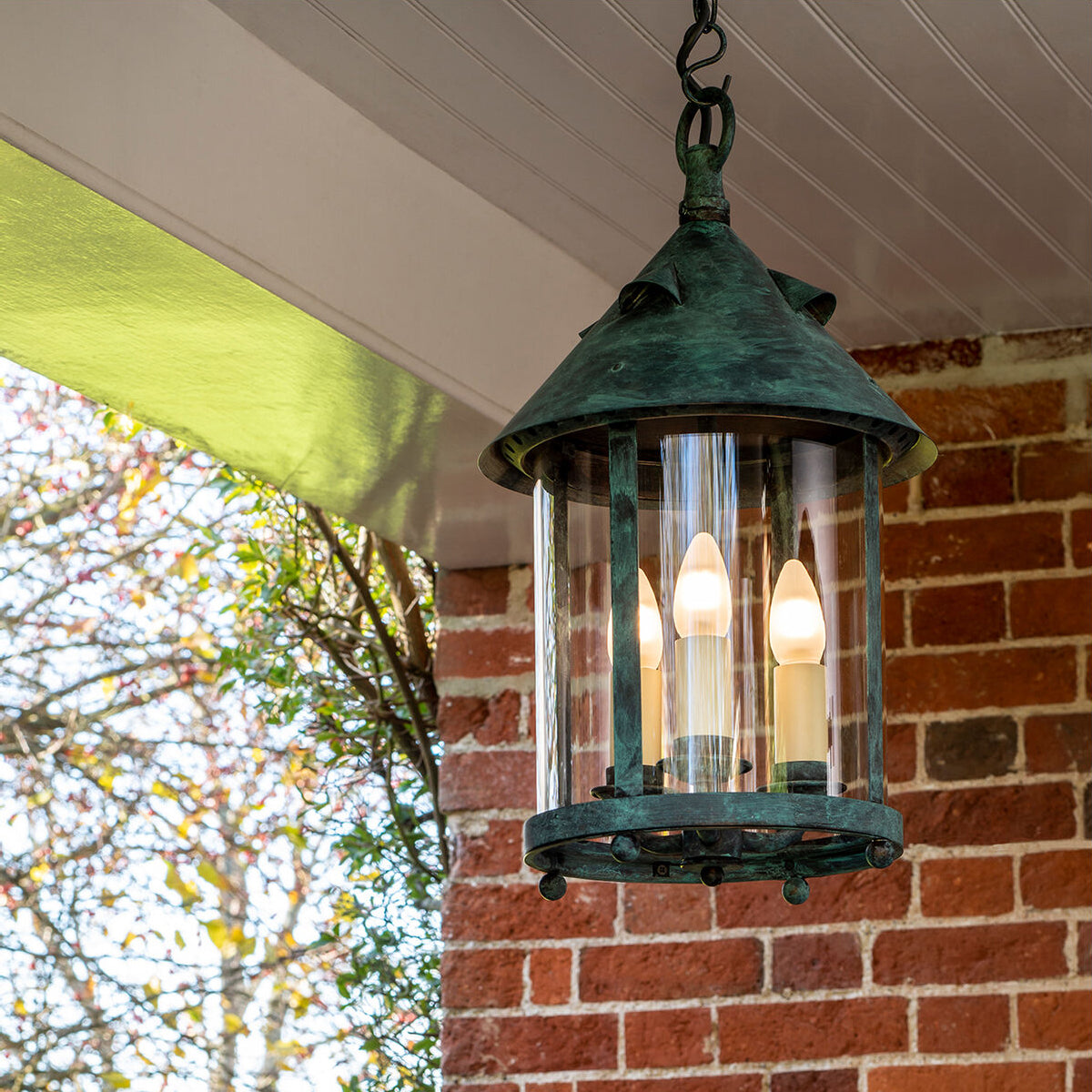 Tinduvyh Vintage Industrial Metal Glass Lantern Pendant Lamp - Lamp Copper