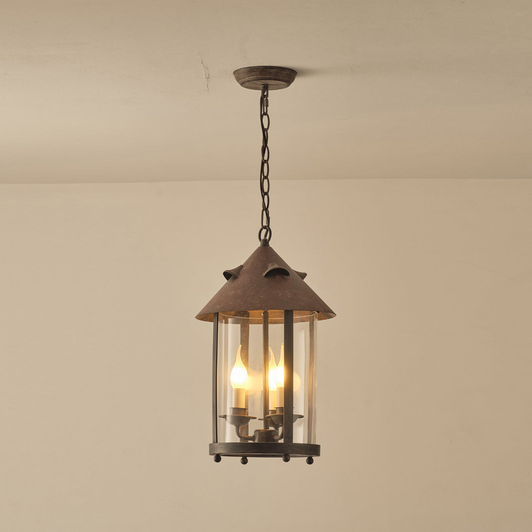 Tinduvyh Vintage Industrial Metal Glass Lantern Pendant Lamp - Lamp Copper