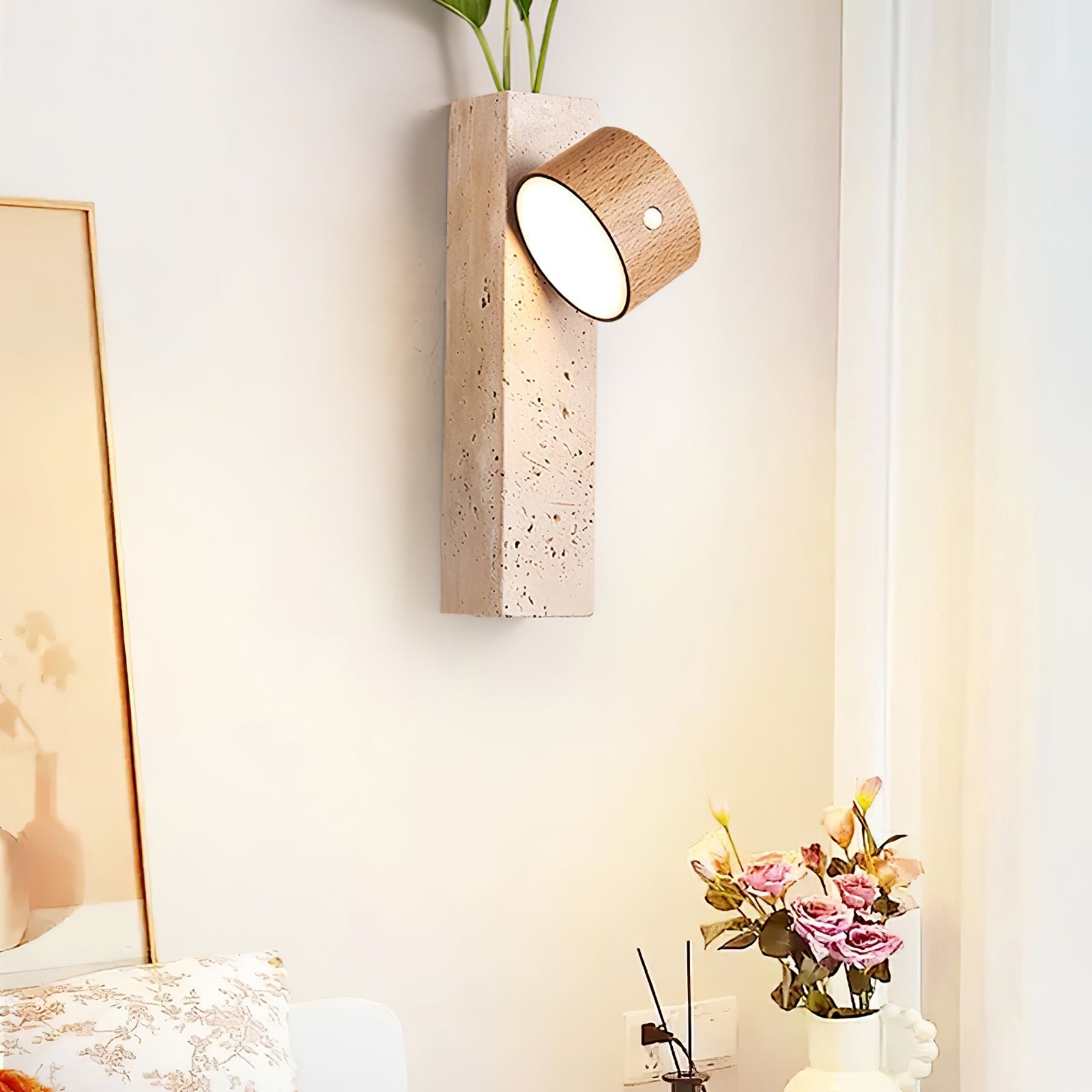 Zarinila Rectangulaire-Bloc Travertin Luminaire Mural - Neutralighting