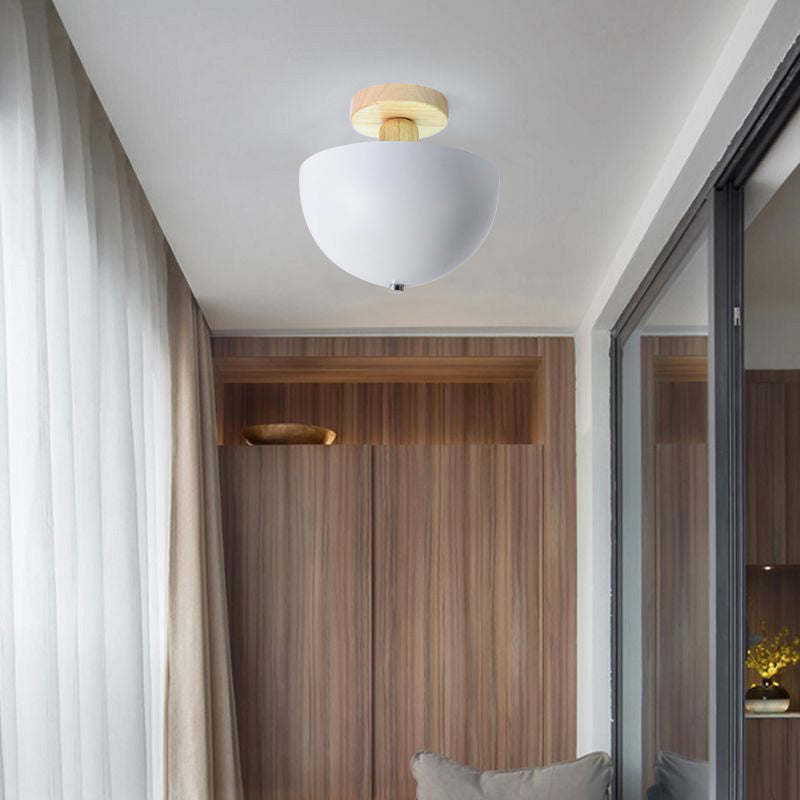 Muto Dôme Moderne LED Plafonnier Blanc/Gris Bois/Métal Salle d'étude - Neutralighting