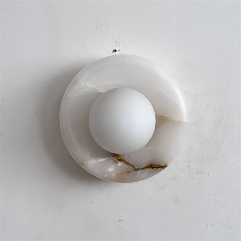 Aursilos Premium Nordic Art White Jade Glass Sconce Wall Lamp - Lamp Copper