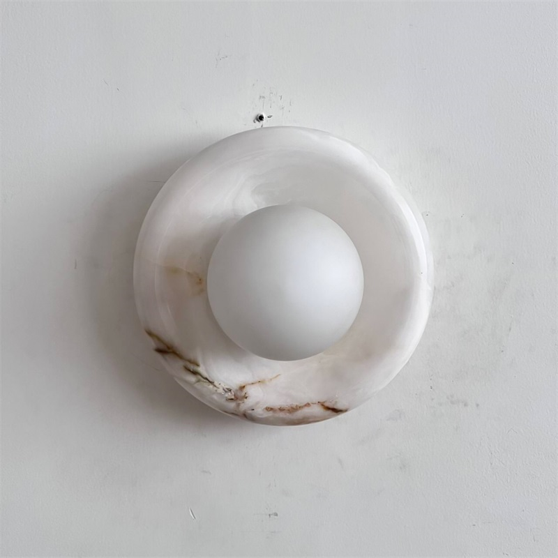 Aursilos Premium Nordic Art White Jade Glass Sconce Wall Lamp - Lamp Copper