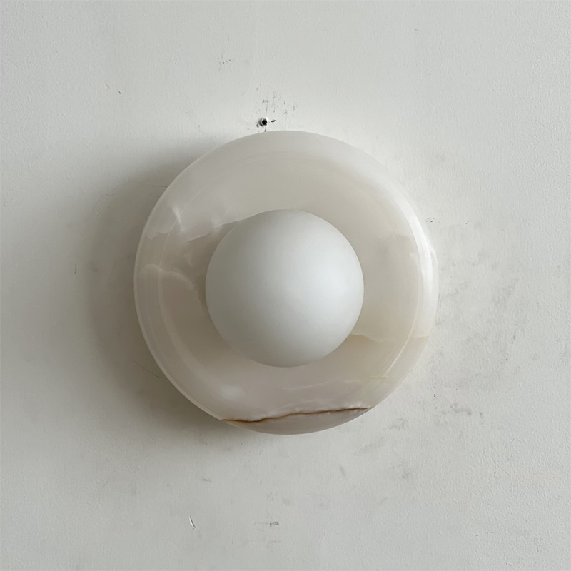 Aursilos Premium Nordic Art White Jade Glass Sconce Wall Lamp - Lamp Copper