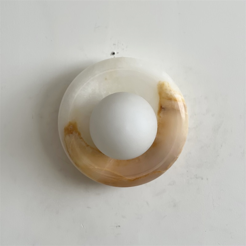 Aursilos Premium Nordic Art White Jade Glass Sconce Wall Lamp - Lamp Copper