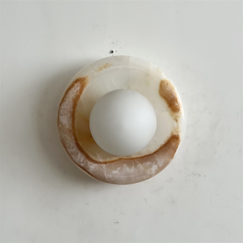 Aursilos Premium Nordic Art White Jade Glass Sconce Wall Lamp - Lamp Copper