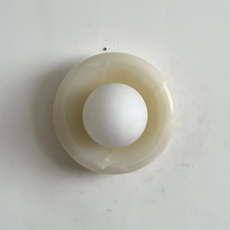 Aursilos Premium Nordic Art White Jade Glass Sconce Wall Lamp - Lamp Copper