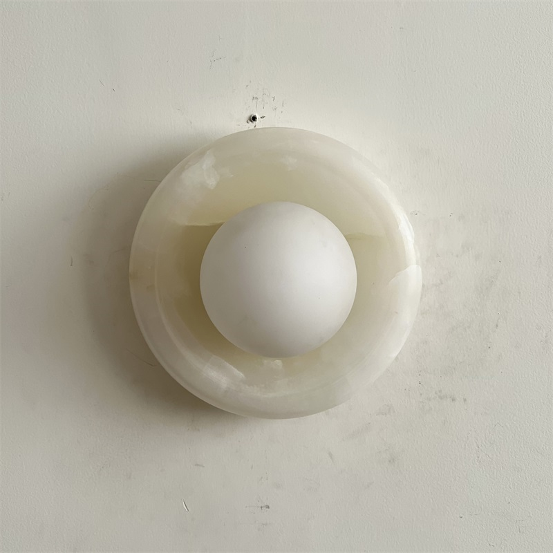 Aursilos Premium Nordic Art White Jade Glass Sconce Wall Lamp - Lamp Copper
