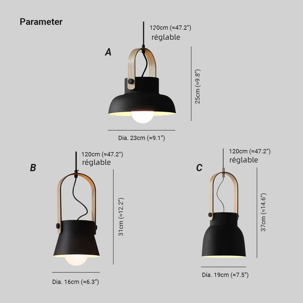Valentina Vintage Suspension Noir/Orange Métal/Bois Chambre à coucher - Neutralighting