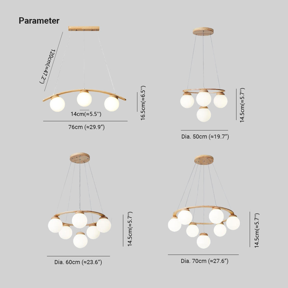 Valentina LED Suspension Bois Verre Blanc Salon/Chambre À Coucher - Neutralighting